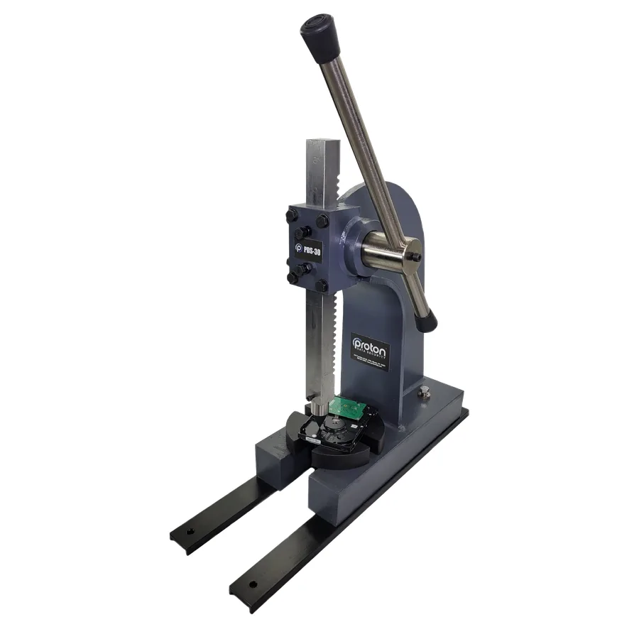 PDS-30 manual hard drive destroyer with conical tooling point